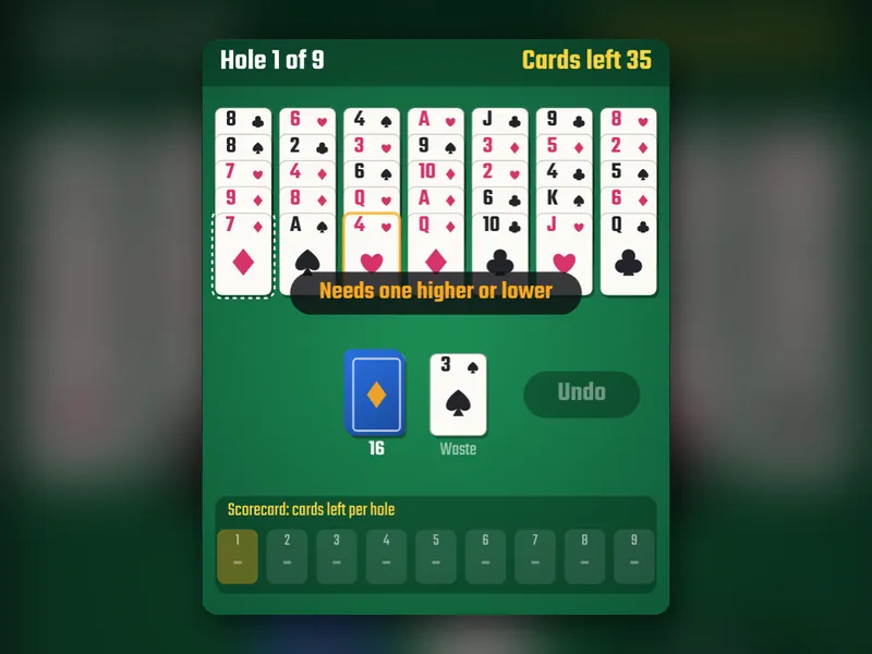 Golf Solitaire game