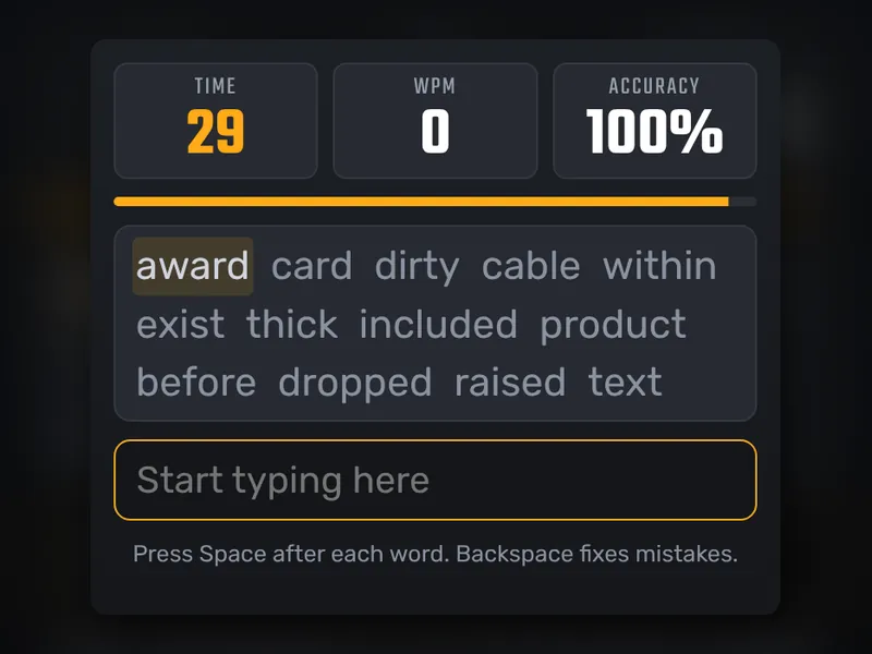 Typing Speed Test game
